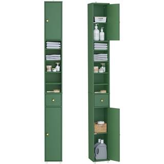 SoBuy Badeværelsessøjle Mørkegrøn - Vandafvisende Skab med Skuffe