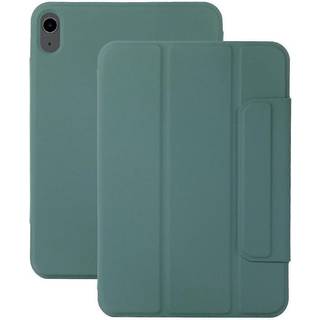 For iPad Air 11 (2024) Case Magnetic Clasp Stand Protective PU Leather Smart Cover - Midnight Green