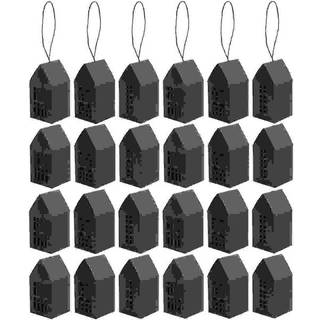 Adventskalender Papphäuser 24 Stück - Schwarz