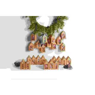 Adventskalender Papphäuser 24 Stück - Kraftpapier