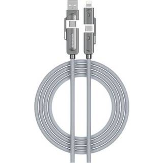 Riversong Hercules C7, 66W 4-in-1 kabel, USB-C + USB-A til USB-C + Lightning, Grå
