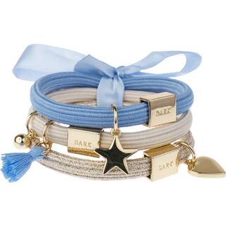 DARK Hair Ties Charm Combo Sand & Blues With Gold 3pcs