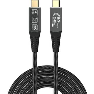 NÖRDIC 2m Thunderbolt 5 kabel 80Gbps dataoverførsel 240W opladning 120Gbps båndbredde 16K60Hz 8K60Hz 4K540Hz