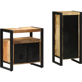 Badeværelsesmøbel Sæt Med Hylde 2 Dele Brun Massivt Mangotræ