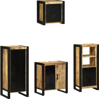 Badeværelsesmøbel sæt med hylde 4 pcs Brun Massivt mangotræ