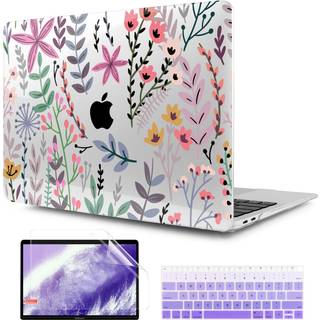 Twolskoo Transparent Tiny Flower Hard Shell Case og Silicone Keyboard Cover med sk?rmbeskytter til MacBook Air 13 tommer 2021 2020 2019 2018 Rele