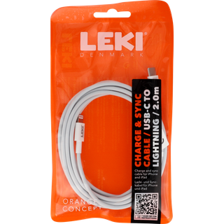 Leki USB-C 2.0 til Lightning lade- og datakabel, hvid, 2m
