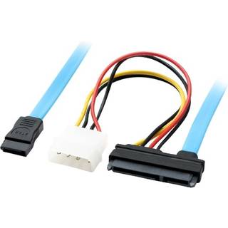 Eletra SATA 7+15P - 7P+Molex 4P 50+15Cm kabel Fladt, blå