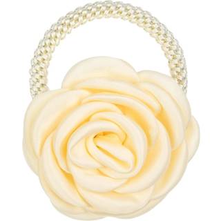 DARK Satin Rose Hair Tie Pale Yellow