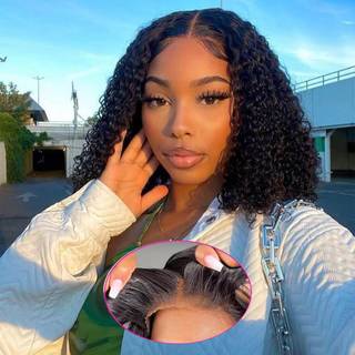 Tascal slid og gå glueless Curly Bob Wig Human Hair 4x4 Blonder Lukning Parykker til sorte kvinder forud plukket med babyhår Brasiliansk menneske