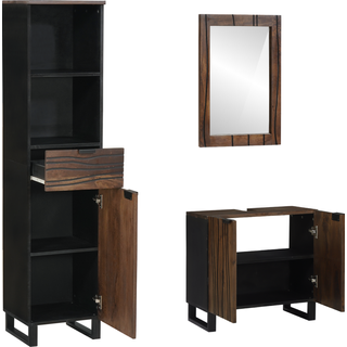 Badeværelsesmøbel Sæt 3 Dele Valnød Brun 38 X 33 X 160 Cm