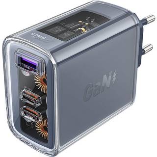 Acefast A45 mains charger 2x USB-C 1xUSB-A 65W PD (grey)