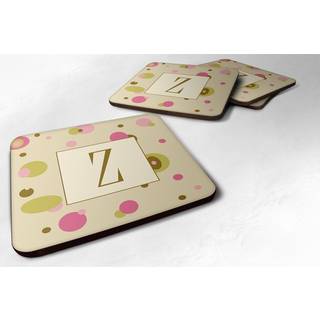 """" Caroline's Treasures CJ1004-ZFC Monogram-Tan Dots Foam Coasters (Sæt med 4) indledende bogstav Z 3.5 """" ""H X 3.5"" """" ""W multicolor"" ""