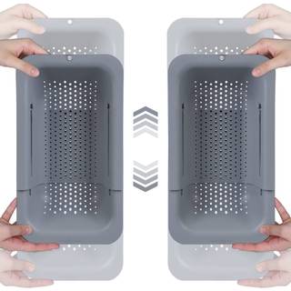 Blue Ginkgo Sink Colord Baskets - (pakke med 2) Vask gr?ntsager og frugter dr?net kogt pasta og t?rre retter - Udvideligt - Nyt hjemmek?kken Esse