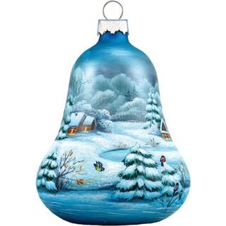 Julepynt - h?ndmalet natursk?n glas Ornament vinterbyklokke