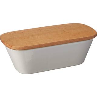 Talisman Designs Stoneware Butter Dish With Beechwood Lid Solid Wooden Lid Butter Holder Covered Butter Dish Fun & Functional Kitchen Supplies
