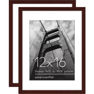 AMERICANFLAT 12X16 Billedramme med poleret plexiglass - S?t med 2 - Brug som 9x12 ramme med Mat eller 12x16 ramme uden Mat - Galleria Collection