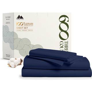 Mayfair Linned Luxury Split King Sheets til justerbare senge Bl?d k?ling 600 TC 100% bomuldsark - 5 pc s?t med 2 dobbelt -xl monterede ark - Pass