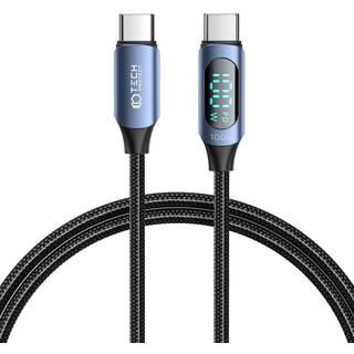 Tech-Protect Ultraboost LED USB-C til USB-C Kabel 100W/5A 1m - Sort / Blå