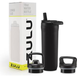 Zulu Base 18oz Kids Rustfrit stål Vandflaske med 3 låg- halm chug twist | Dobbeltvægget og vakuumisoleret metaltermos | Passer til bil cupholder
