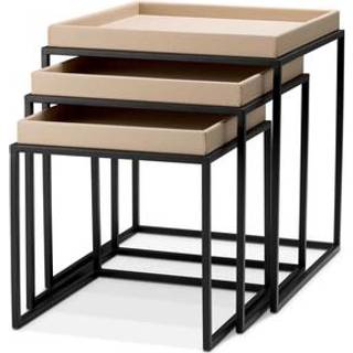 Léonard Side Table Light Brown Set of 3