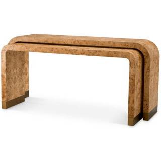 Quinton Console Table Light Brown Mappa Burl Set of 2