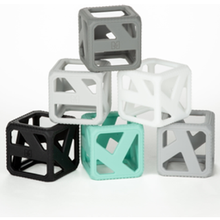 Malarkey Kids Stack N Chew - Mini Cubes Baby Chew Toy Monochrome - utvecklar finmotoriska färdigheter ökar greppstyrkan stimulerar hand -ögonkoor