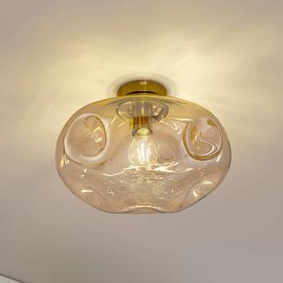 Loftslampe Lelia Lindby, dæmpbar, Creme/amber, Stue/spisestue, Metal, Design