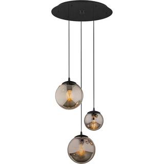 Glas hængelampe Smoky Euluna, dæmpbar, Aluminium/grå/zink, Stue/spisestue, Glas