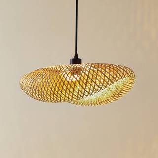 Hængelampe Eleane Lindby, dæmpbar, Lyst træ, Stue/spisestue, Bambus, Herregårds/rustik