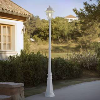 Lindby udendørslampe Edana, 211 cm, hvid, metal, E27, IP44 Edana Lindby, dæmpbar, Hvid/opal, Aluminium, Moderne, Lanterne