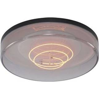 Loftslampe sort med røgglas 35,5 cm inkl. dæmpbar LED - Fira