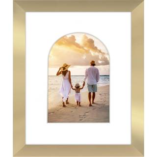 AmericanFlat 5x7 -billedramme med bueformet m?tte i guld - Brug som 8x10 billedramme uden mat eller 5x7 ramme med Mat - Engineered tr?ramme med k