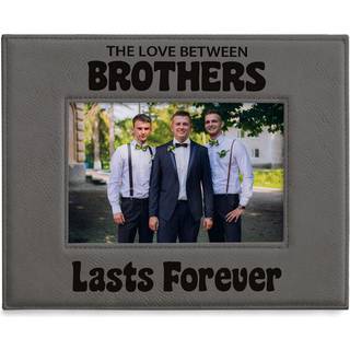 Kate Posh - Brothers Picture Frame Graved Gray Leather Picture Frame - Big Brother Little Brother Christmas Gifts Fødselsdagsgaver til min bror p