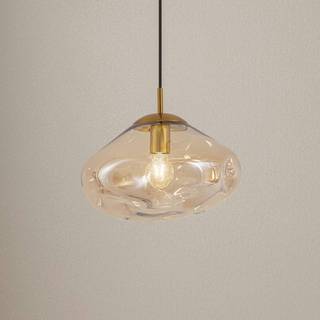 Glas hængelampe Lelia Lindby, dæmpbar, Creme/amber, Stue/spisestue, Glas, Design