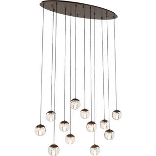 Design pendellampe mørk bronze med klart glas 12-lys - Inge