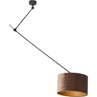 Pendellampe Sort med Fløjlsskærm Krokodille Design 35cm - Blitz