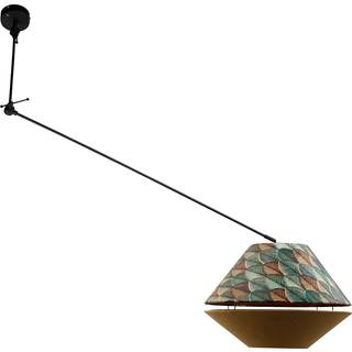 Pendellampe sort med dobbelt fløjl lampeskærm blad design og beige - Blitz