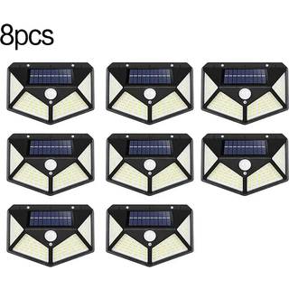 (100 8 STK) LED væglamper Udendørs Solar Lampe PIR Bevægelsessensor Solar Powered Sunlight Street Light