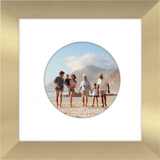 AmericanFlat 4x4 -billedramme med rundformet m?tte i guld - Brug som 6x6 billedramme uden Mat eller 4x4 ramme med Mat - Engineered tr?ramme med k