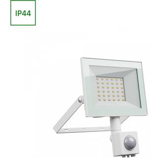 Noctis Lux 4 projektør 30W - kold hvid, 230V, IP44, 141x185x53mm, hvid, PIR sensor
