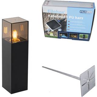 Stående udendørslampe sort med røget skærm 30 cm - Danmark