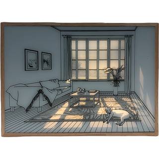 SOMMERUDSALG - LED lyskunst billede - Lys illusion - Moderne - Livlig sommer - Batteri - 23x17cm