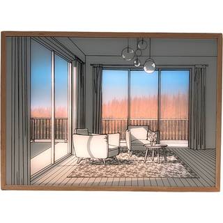 SOMMERUDSALG - LED lyskunst billede - Lys illusion - Moderne naturligt lys i stuen - Batteri - 23x17cm