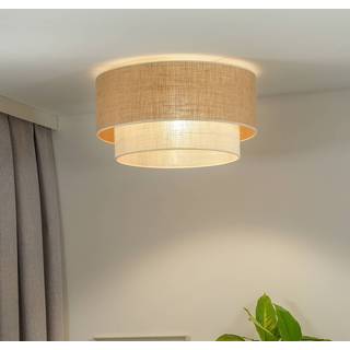 Euluna loftlampe Boho Jute, naturbrun/hvid, Ø 60 cm