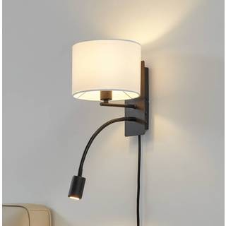 Væglampe Florens Lindby, dæmpbar, Hvid/opal, Stue/spisestue, Tekstil/stof/silke, Moderne, Læselampe