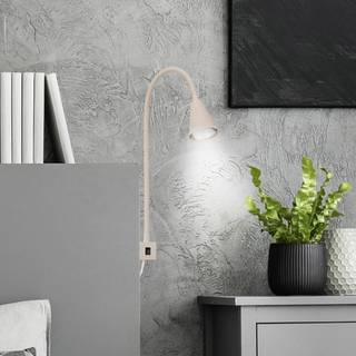 LED-væglampe Tuso, beige, sengemontering, metal, fleksibel arm