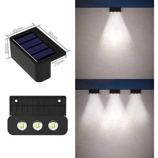 (White-3LED) Udendørs solcellevæglampe, vandtæt, solcelledrevet, oplyst opad