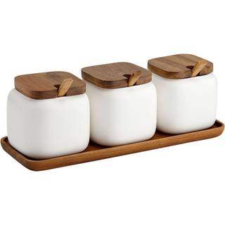 Opbevaringsdåser Essentials med serveringsbakke, 4 stk'sæt