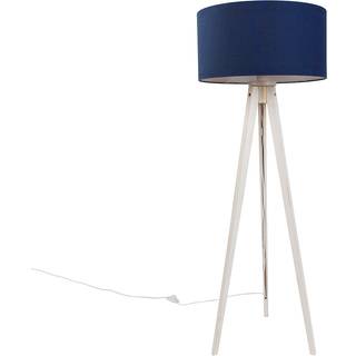 Tripod gulvlampe hvid med mørkeblå stofskærm 50cm - Tripod Classic